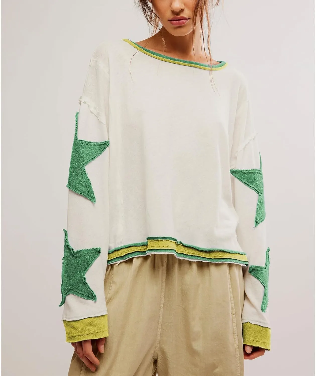 Y2k Oversized Sweatshirt for Women Crewneck Graphic Sweatshirts Long Sleeve Drop Shoulder Preppy Shirts Pullover Tops
