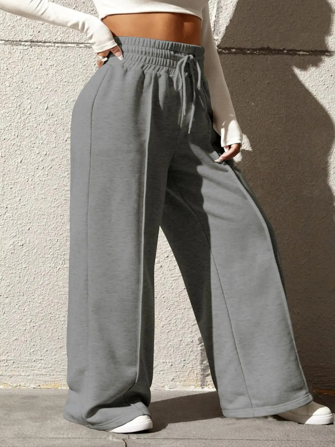 YeGine Women Plus Size Wide Leg Sweatpants Elastic Waist Loose Fit Summer Casual Drawstring Baggy Active Pants