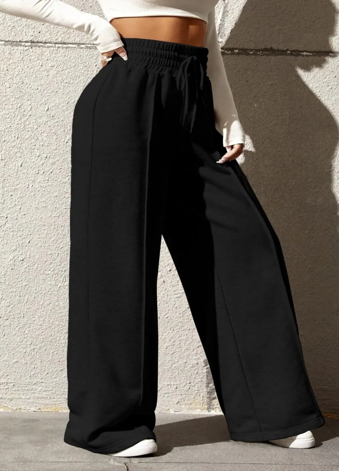 YeGine Women Plus Size Wide Leg Sweatpants Elastic Waist Loose Fit Summer Casual Drawstring Baggy Active Pants