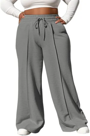 YeGine Women Plus Size Wide Leg Sweatpants Elastic Waist Loose Fit Summer Casual Drawstring Baggy Active Pants