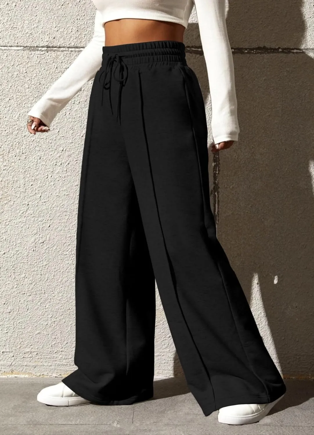 YeGine Women Plus Size Wide Leg Sweatpants Elastic Waist Loose Fit Summer Casual Drawstring Baggy Active Pants