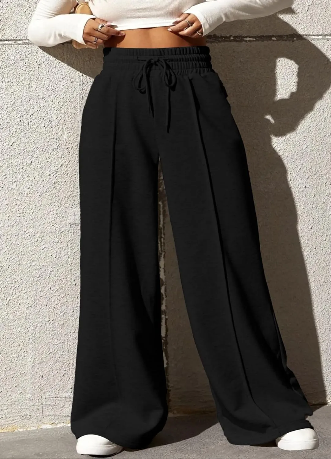 YeGine Women Plus Size Wide Leg Sweatpants Elastic Waist Loose Fit Summer Casual Drawstring Baggy Active Pants