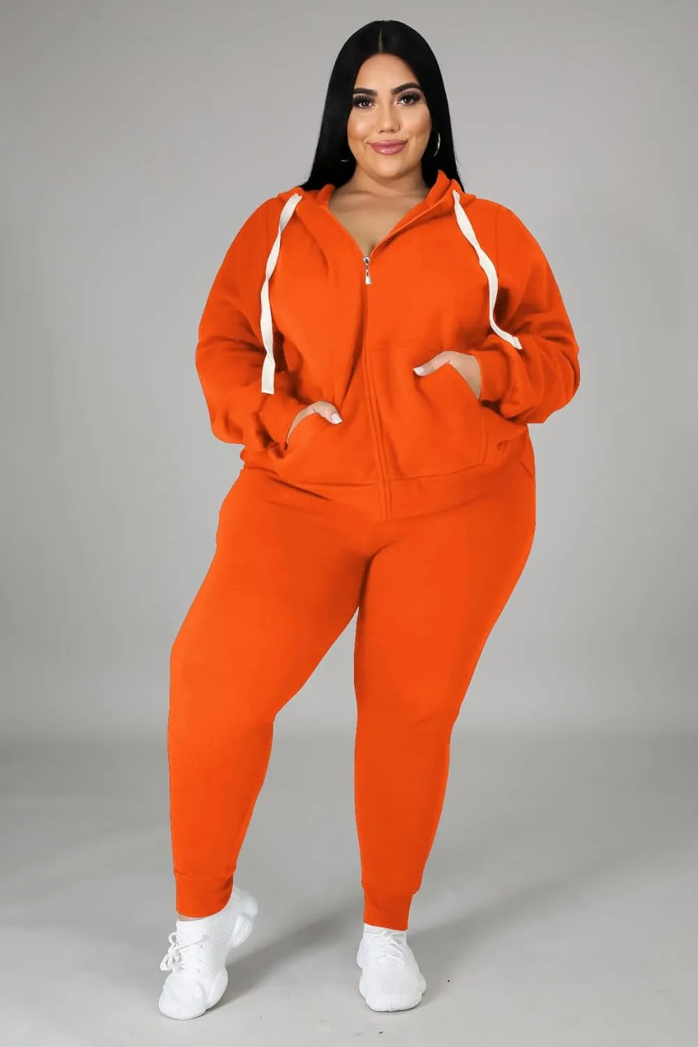 YeGine Womens Plus Size Two Piece Outfits Sweatsuits Casual Long Sleeve Set With Pockets