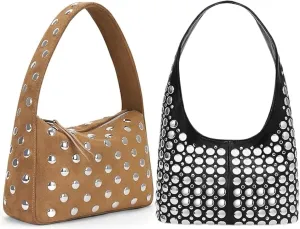 YFGBCX Suede Studded Purses  Vegan Leather Hobo Bag