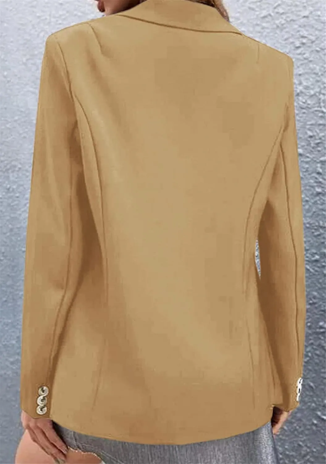 YMING Women's Long Sleeve Slim Suit Jacket Lapel Open Blazer Casual Button Down Work Office Cardigan Overcoats