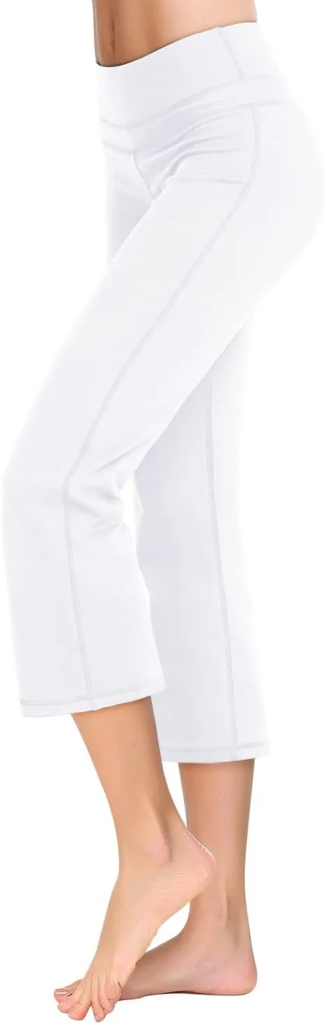 Zeronic Bootleg Yoga Capris Pants for Women High Waist Workout Flare Crop Leggings